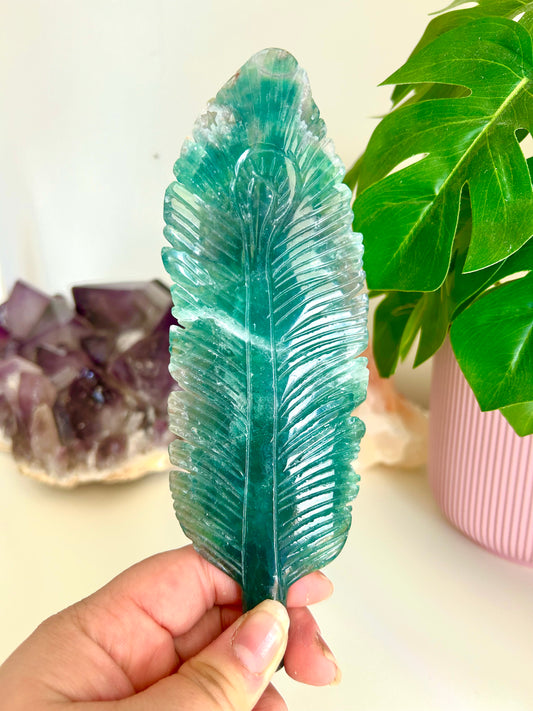 Fluorite Feather Carving
