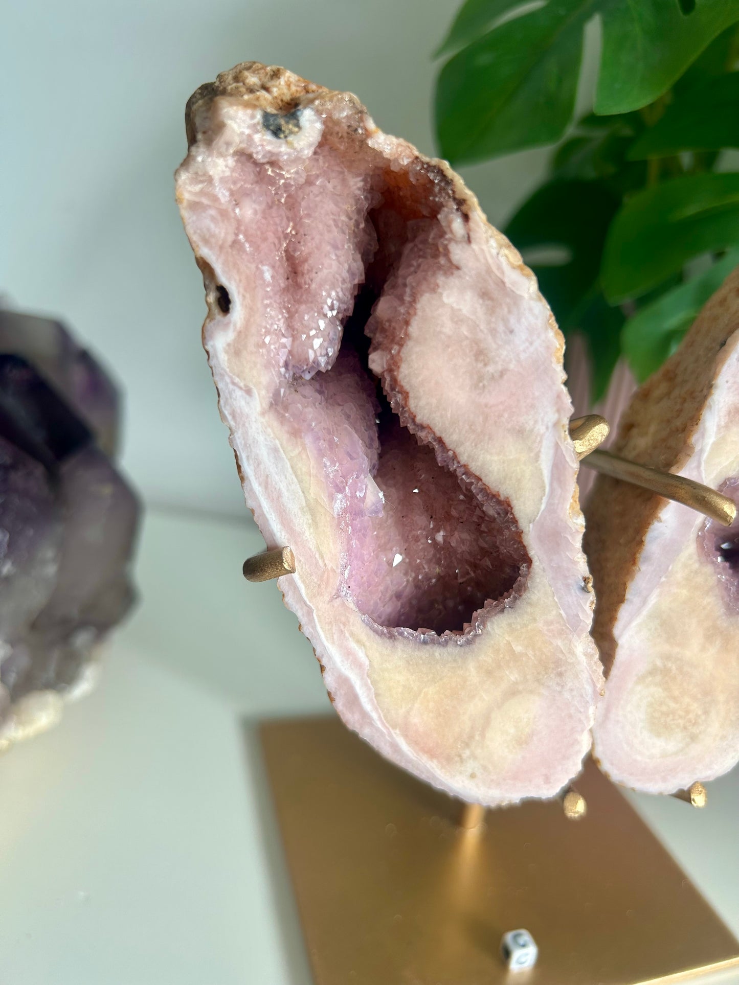 Medium Geode Pink Amethyst Butterfly