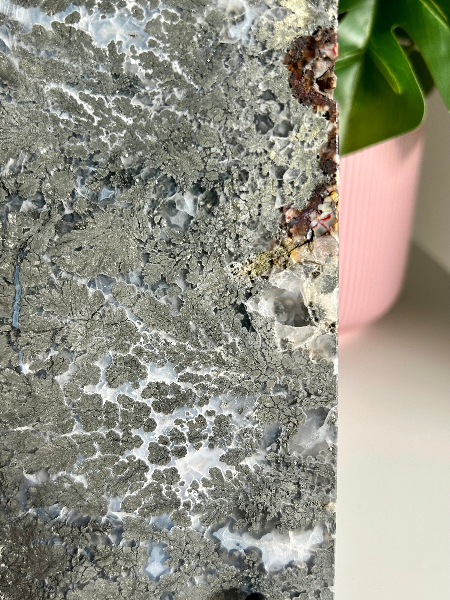 Agate Marcasite with Pyrite Slab