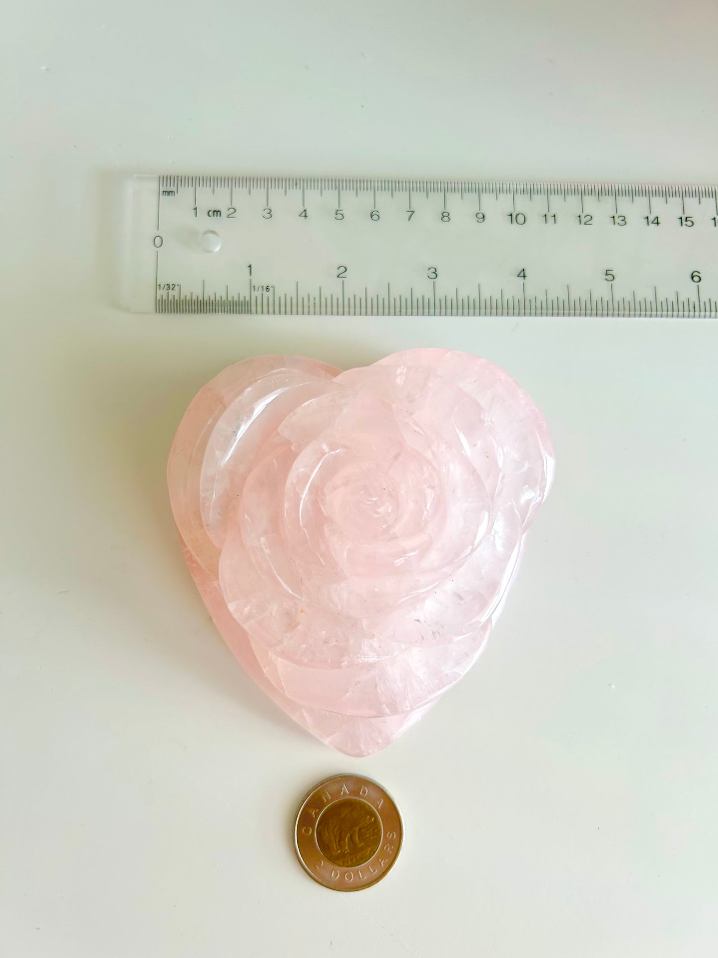 Rose Quartz Rose Carved Heart