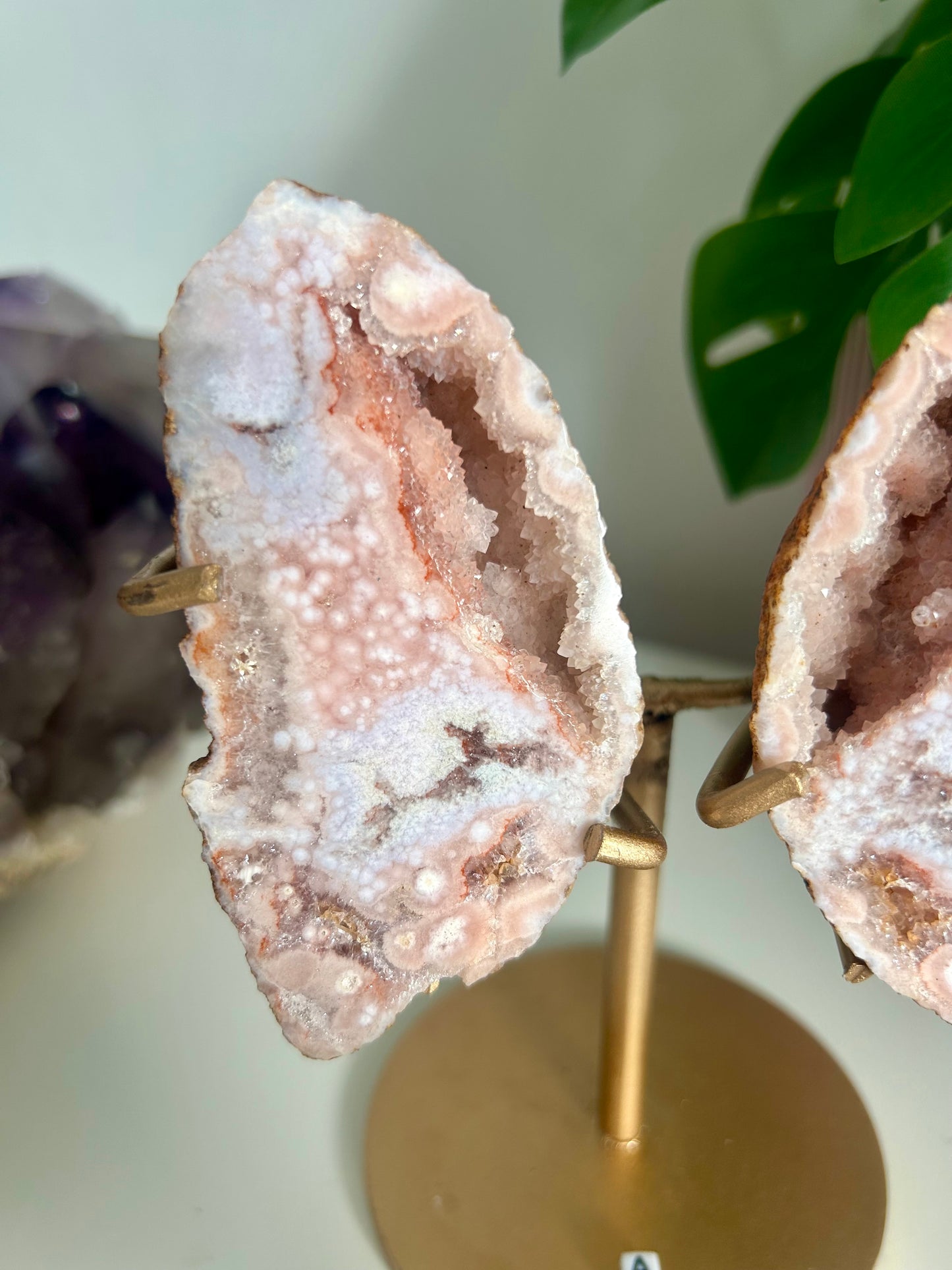 Medium Geode Pink Amethyst Butterfly
