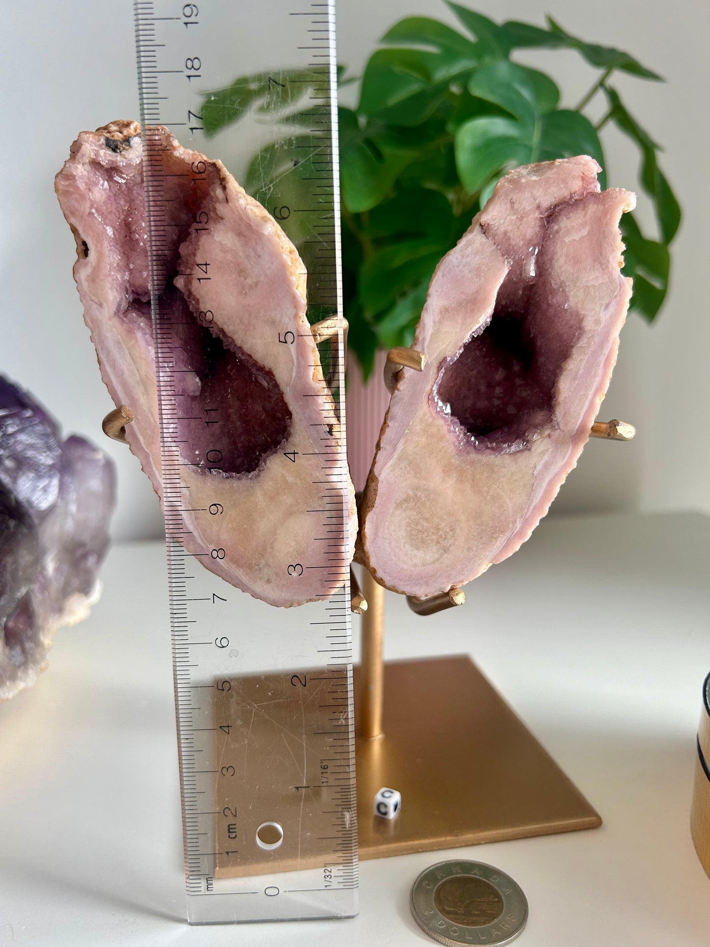 Medium Geode Pink Amethyst Butterfly