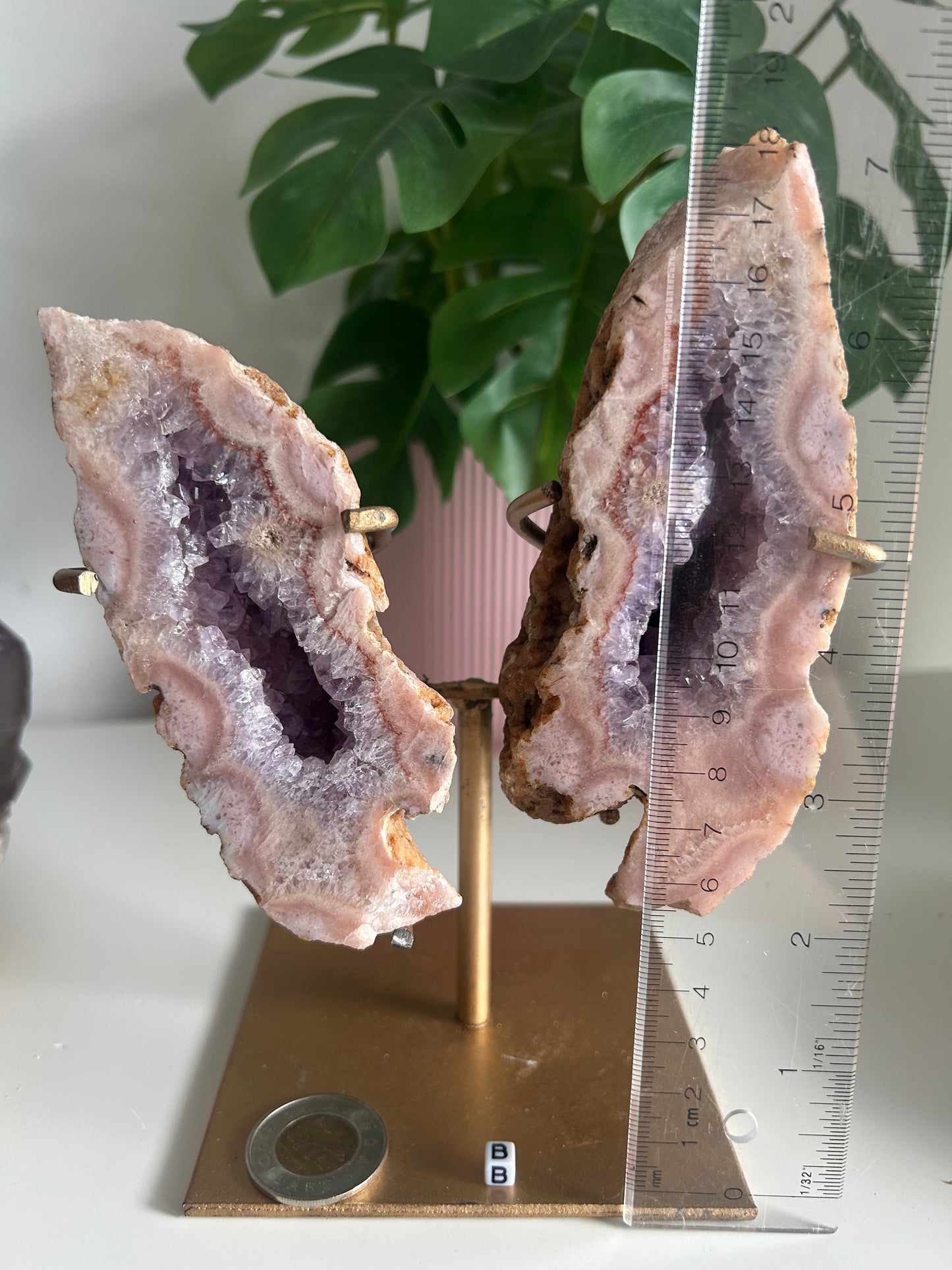 Medium Geode Pink Amethyst Butterfly