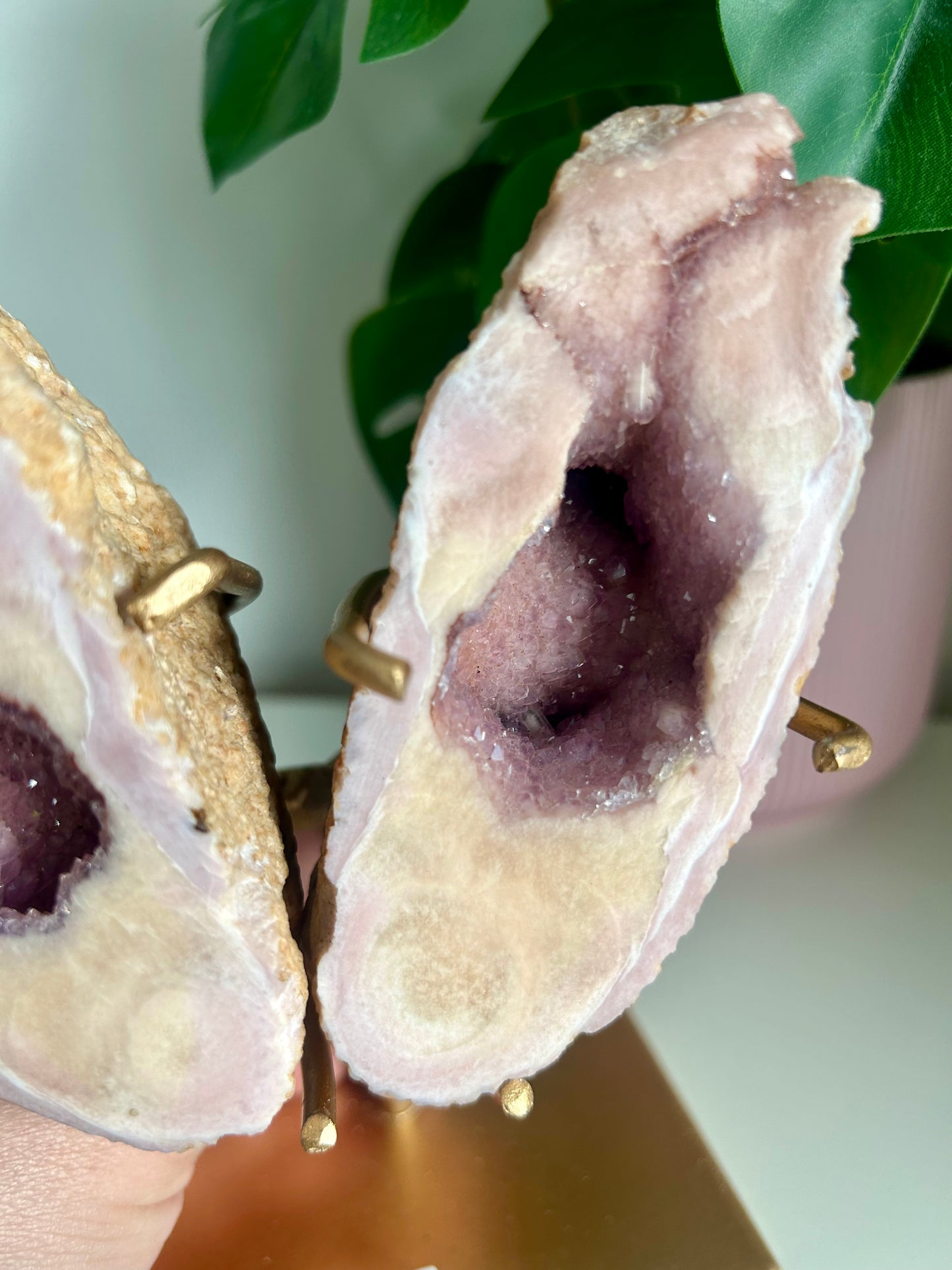 Medium Geode Pink Amethyst Butterfly