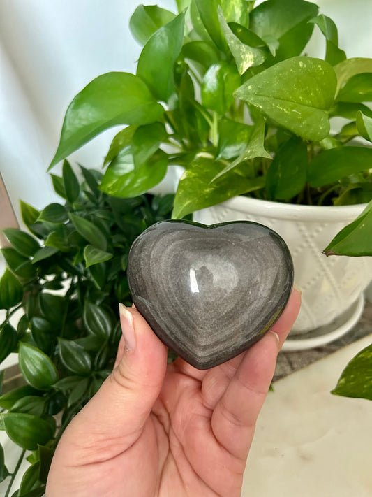 Silver Sheen Obsidian Heart
