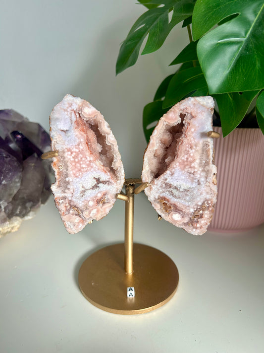 Medium Geode Pink Amethyst Butterfly