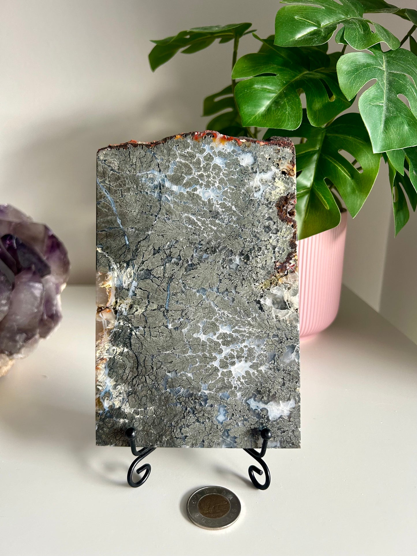 Agate Marcasite with Pyrite Slab