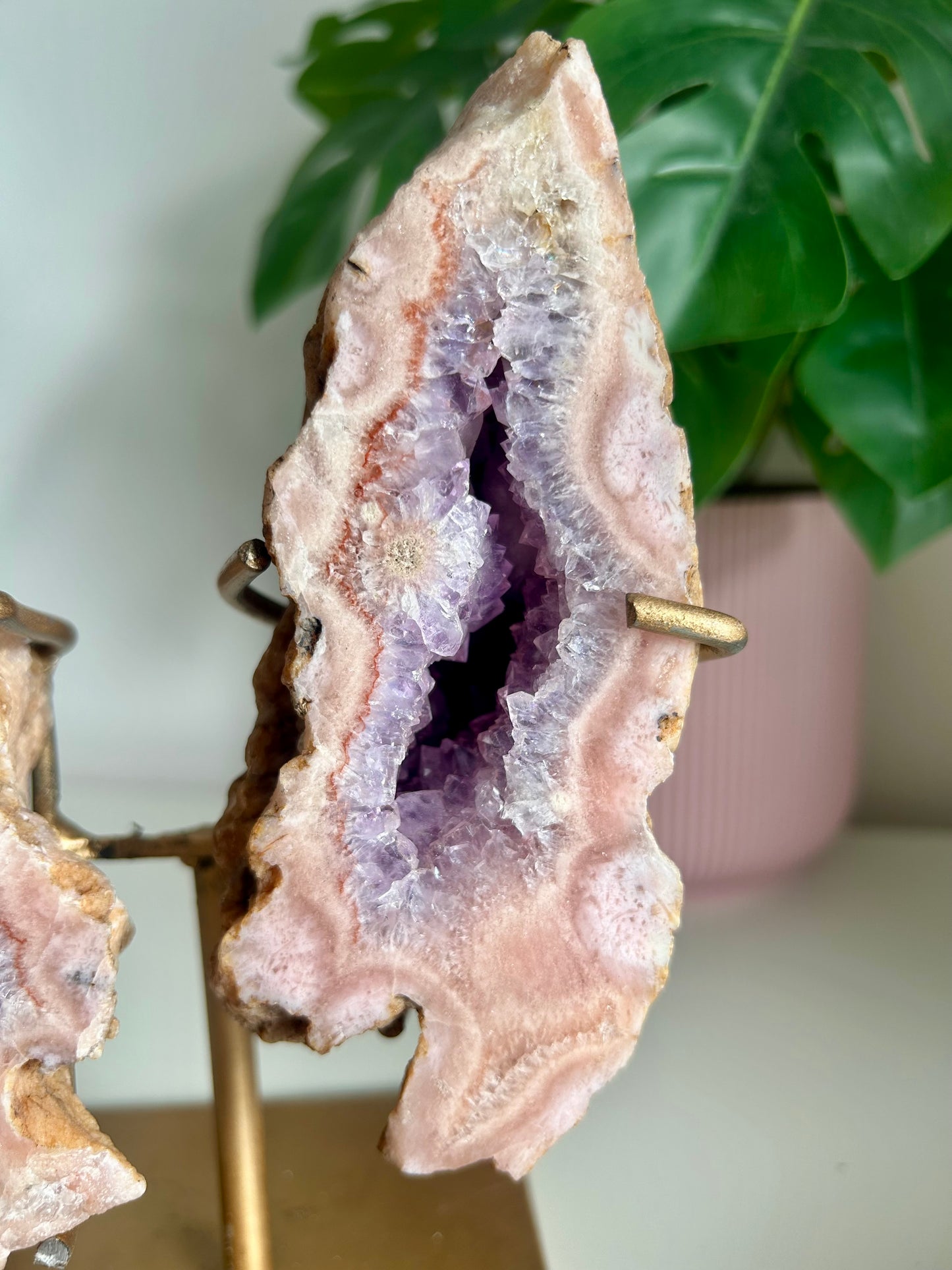 Medium Geode Pink Amethyst Butterfly