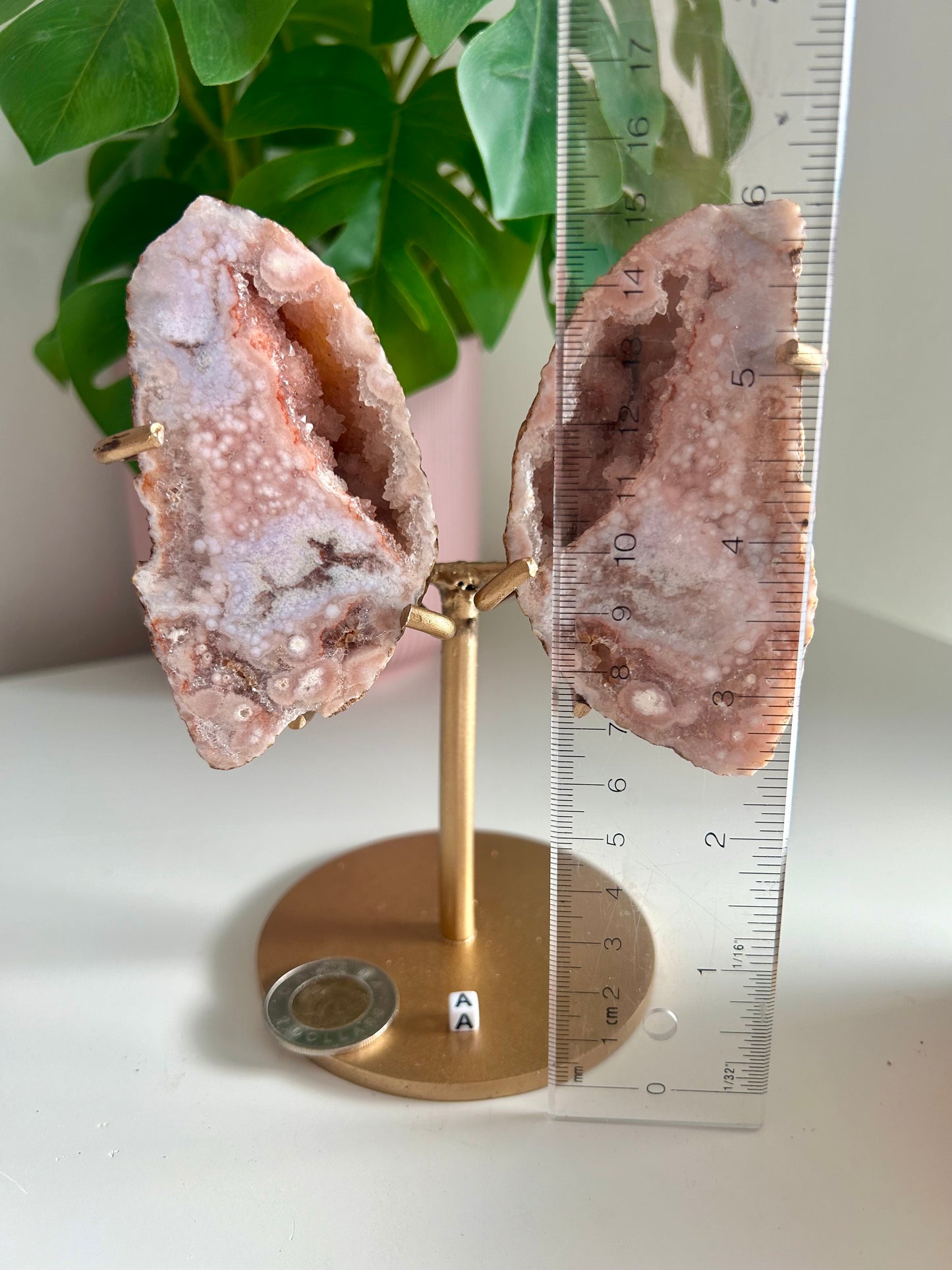Medium Geode Pink Amethyst Butterfly