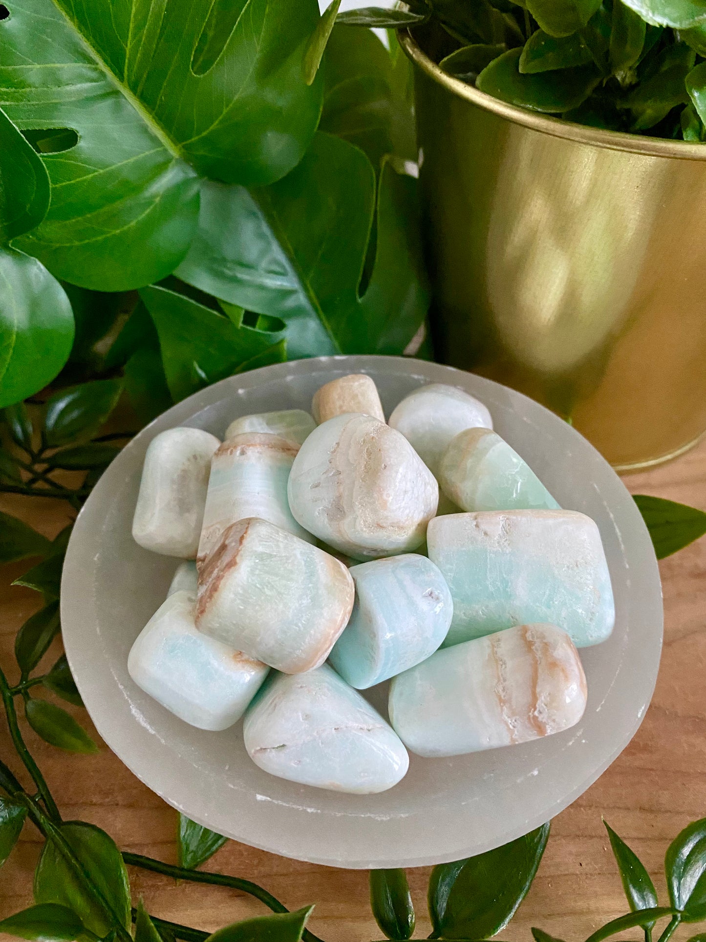 Blue Caribbean Calcite Tumbled