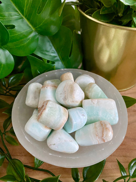 Blue Caribbean Calcite Tumbled