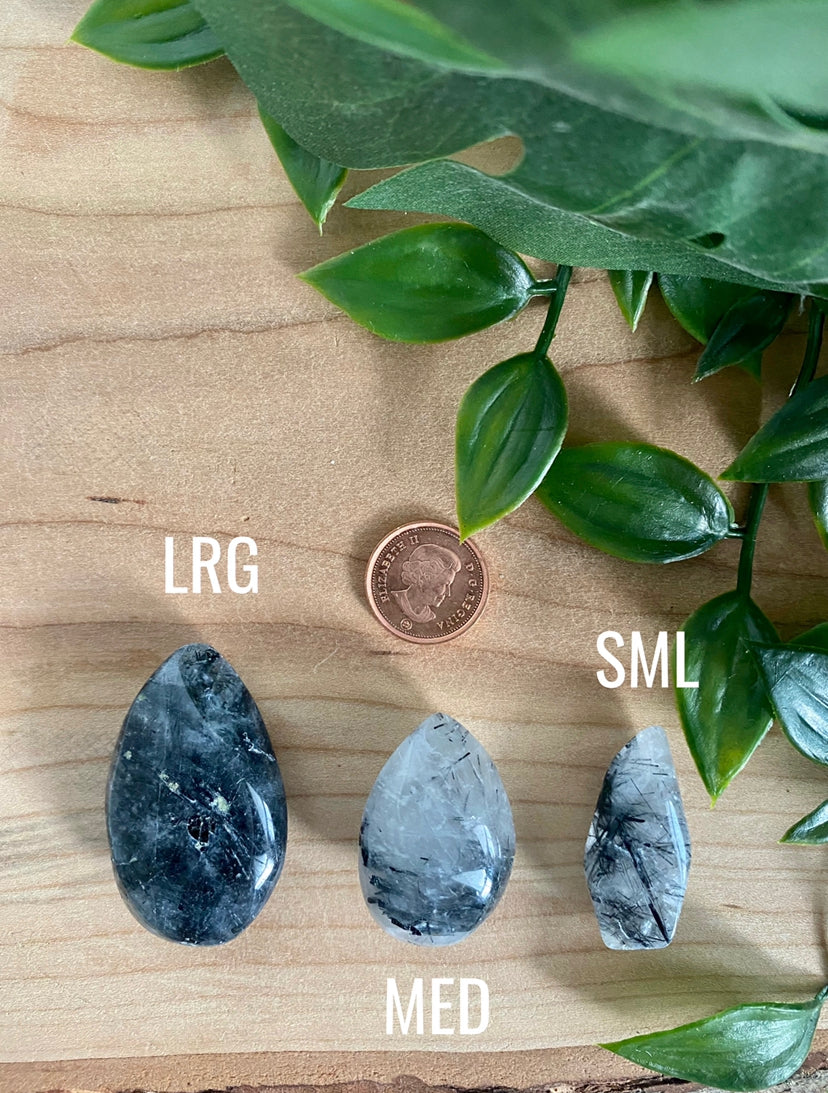 Black Tourmaline and Quartz Tumbled