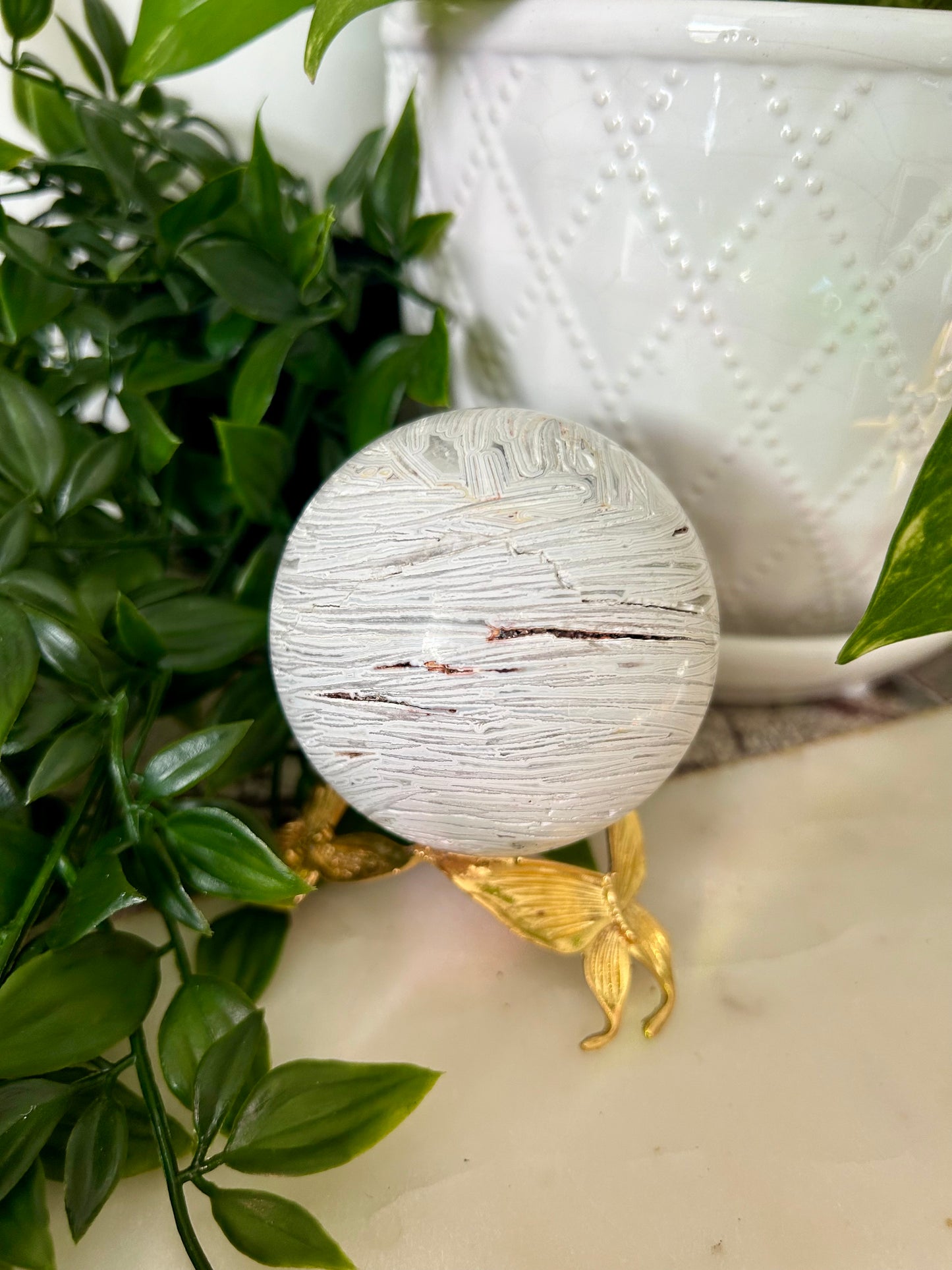 Mexican White Agate Sphere