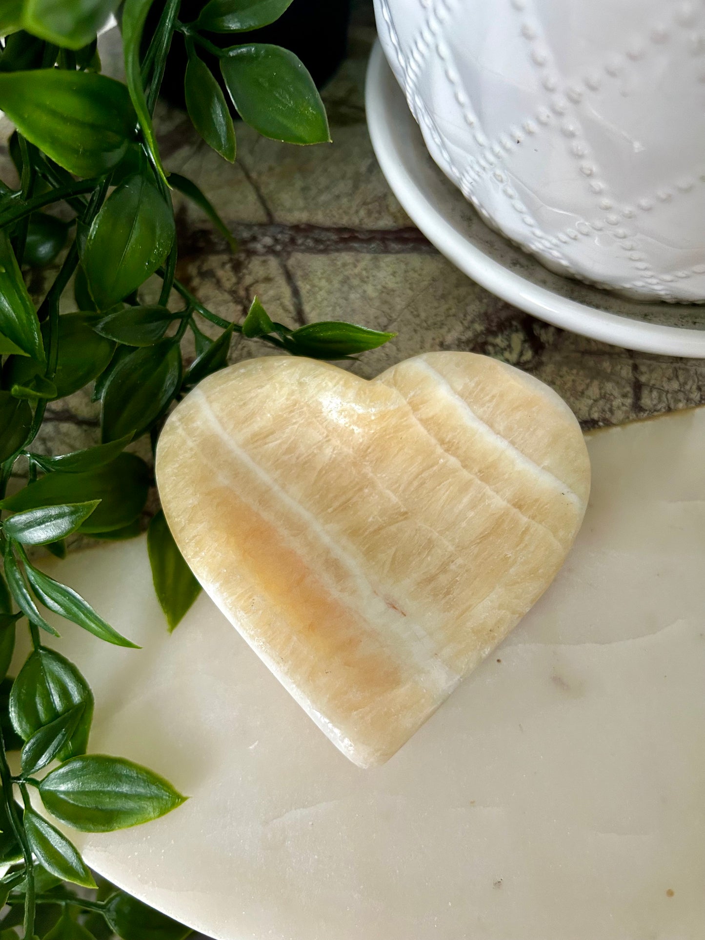 Orange Calcite Heart Bowl
