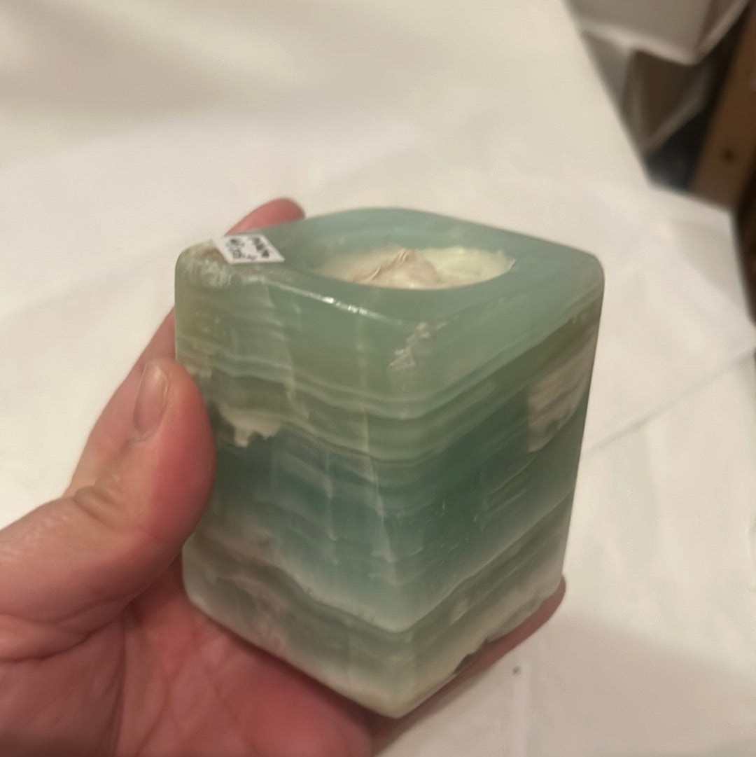 Pistachio Calcite Candle Holder