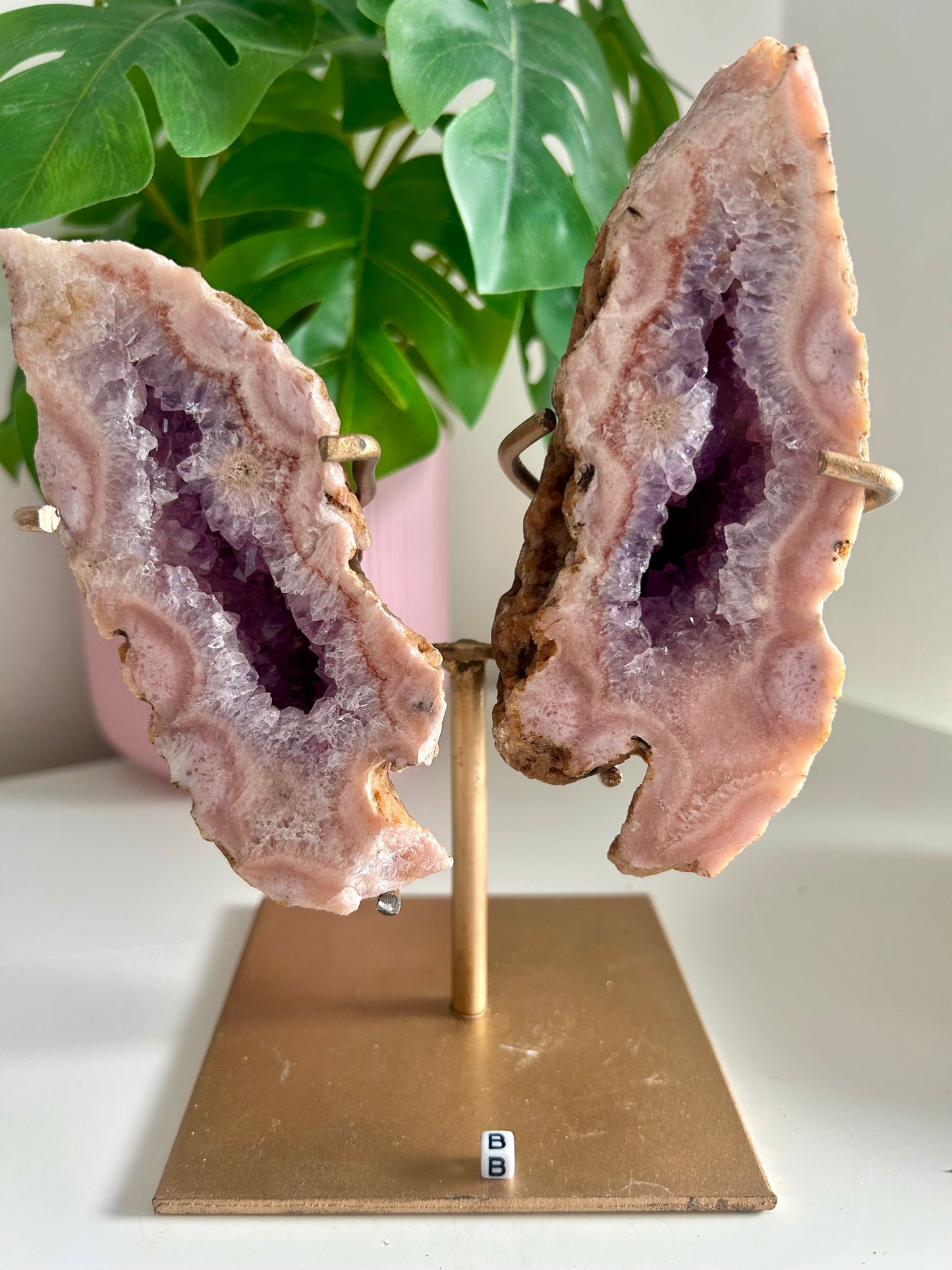 Medium Geode Pink Amethyst Butterfly